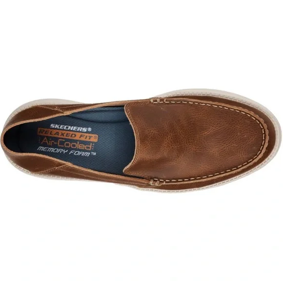 New Skechers STATUS-BRENSON Relaxed Fit Air-Cooled Memory Foam Brown Mens - Picture 6 of 14